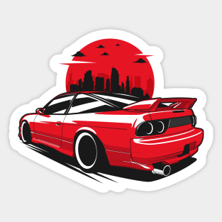 Red S13 Back Coupe City Skyline Sticker